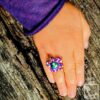 Emerald-Violet Flower Ring - Image 2